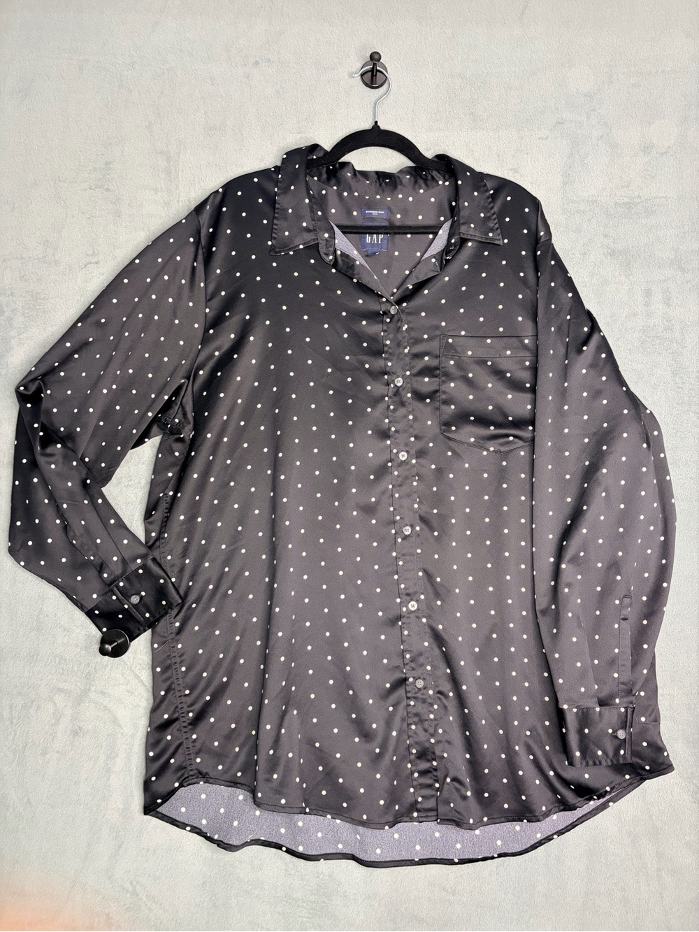 GAP Black Polka Dot Button-Down Boyfriend Shirt Womens
